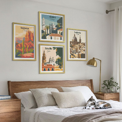 Zestaw obrazów dekoracyjnych Widoki miast retro Sedona Sintra