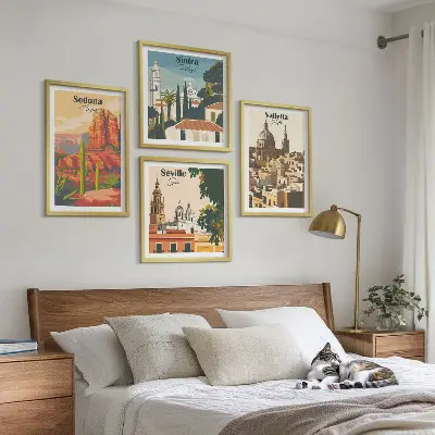 Zestaw obrazów dekoracyjnych z widokami miast w stylu retro Sedona Sintra