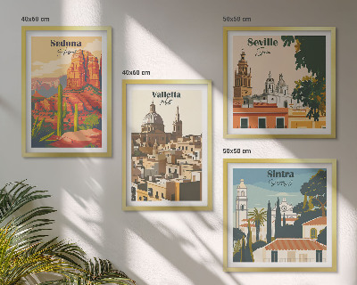 Zestaw obrazów dekoracyjnych Widoki miast retro Sedona Sintra