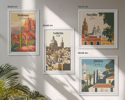 Zestaw obrazów dekoracyjnych Widoki miast retro Sedona Sintra