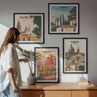 Zestaw obrazów dekoracyjnych Widoki miast retro Sedona Sintra