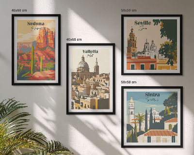 Zestaw obrazów dekoracyjnych Widoki miast retro Sedona Sintra