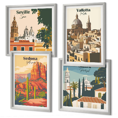 Zestaw obrazów dekoracyjnych Widoki miast retro Sedona Sintra