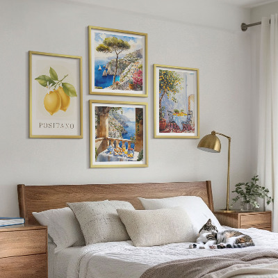 Zestaw 4 obrazów w ramie Widoki Positano cytryny architektura