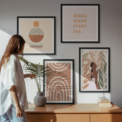 Poliptyk w ramie Stylowe roślinne wzory i geometria