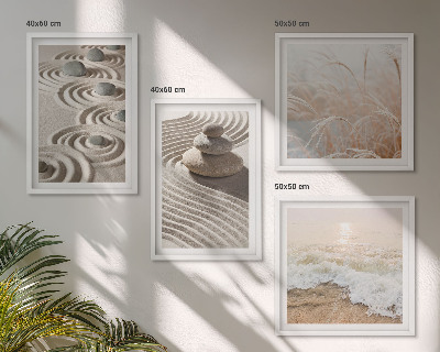 Poliptyk w ramie Fale piasku wody kamienie plaża
