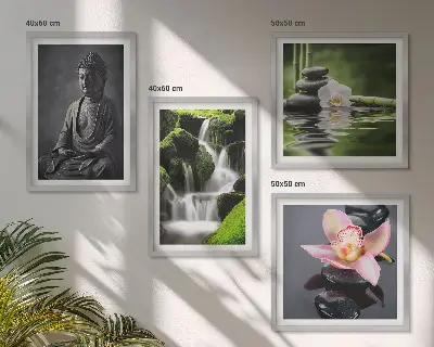 Obrazy ZEN woda kamienie Budda poliptyk w ramie