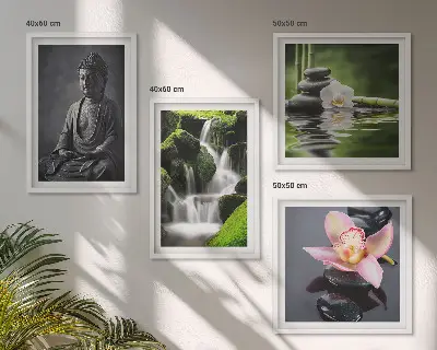 Obrazy ZEN woda kamienie Budda poliptyk w ramie