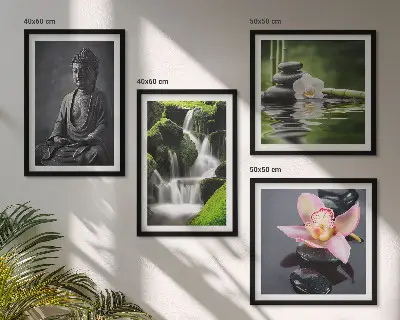 Obrazy ZEN woda kamienie Budda poliptyk w ramie
