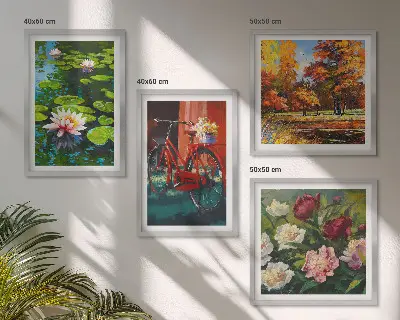 Kolory jesieni staw lilii poliptyk w ramie