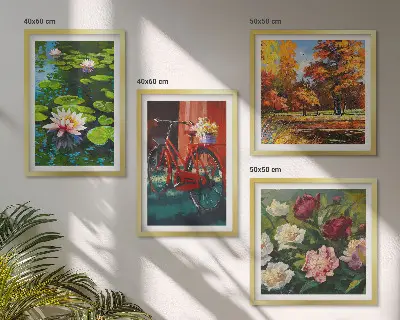 Kolory jesieni staw lilii poliptyk w ramie