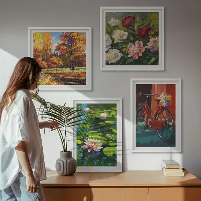 Kolory jesieni staw lilii poliptyk w ramie