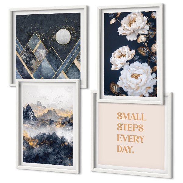 Poliptyk w ramie Abstrakcyjne góry kwiaty inspiracja