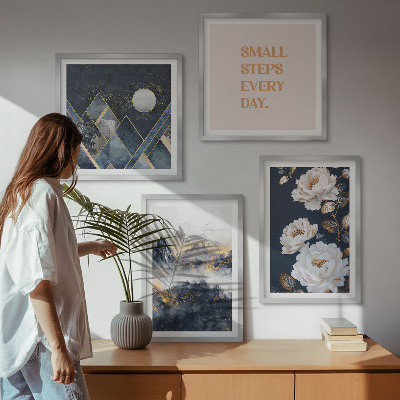Poliptyk w ramie Abstrakcyjne góry kwiaty inspiracja