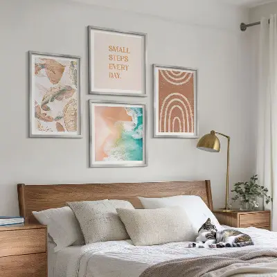 Poliptyk w ramie delikatne boho liście z napisem