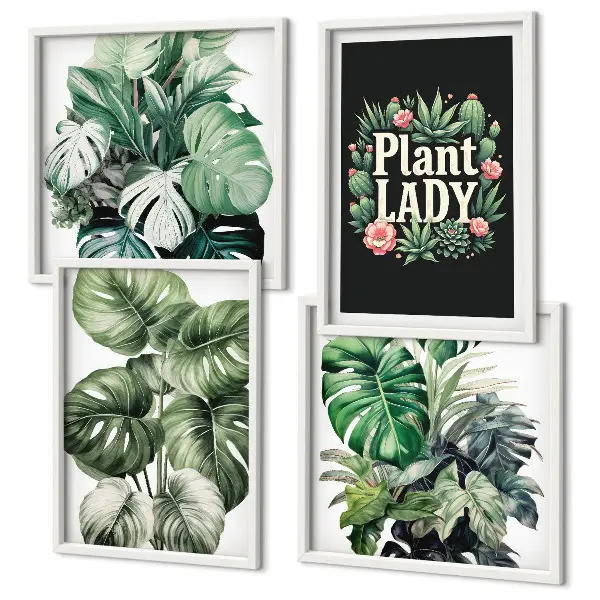 Rośliny tropikalne Plant Lady zestaw 4 obrazów w ramie