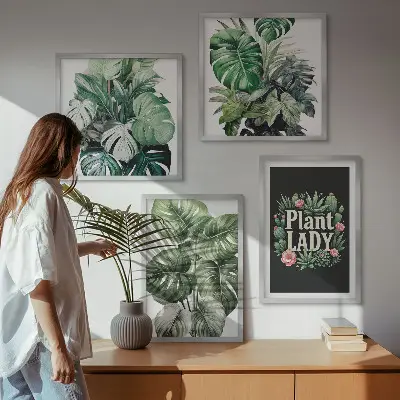 Rośliny tropikalne Plant Lady zestaw 4 obrazów w ramie