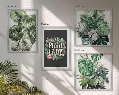 Rośliny tropikalne Plant Lady zestaw 4 obrazów w ramie
