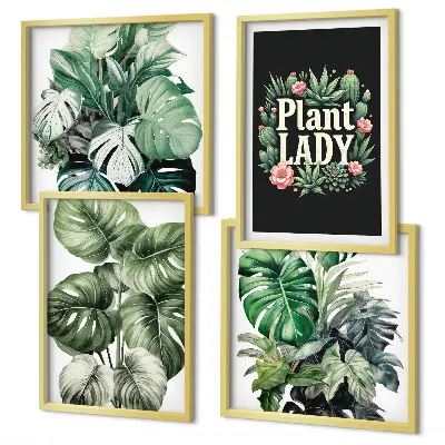 Rośliny tropikalne Plant Lady zestaw 4 obrazów w ramie