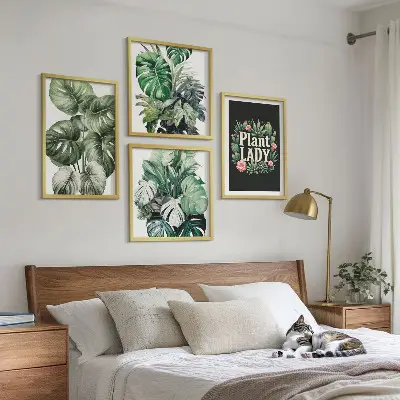 Rośliny tropikalne Plant Lady zestaw 4 obrazów w ramie