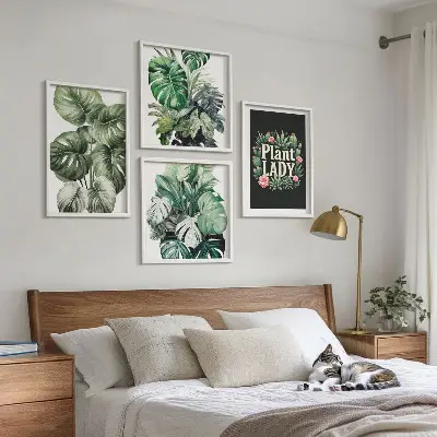 Rośliny tropikalne Plant Lady zestaw 4 obrazów w ramie
