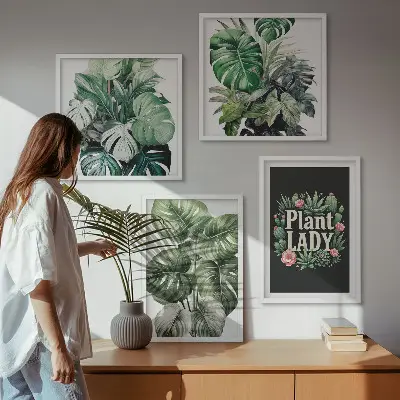 Rośliny tropikalne Plant Lady zestaw 4 obrazów w ramie