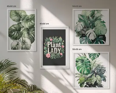 Rośliny tropikalne Plant Lady zestaw 4 obrazów w ramie