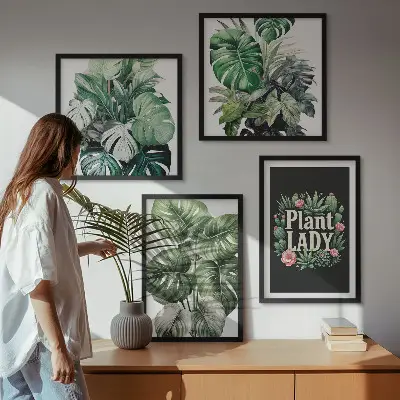 Rośliny tropikalne Plant Lady zestaw 4 obrazów w ramie