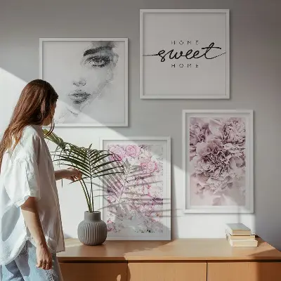 Piwonie portret kobiety poliptyk w ramie do domu