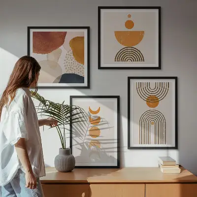 Poliptyk w ramie Boho minimalistyczne dekoracje