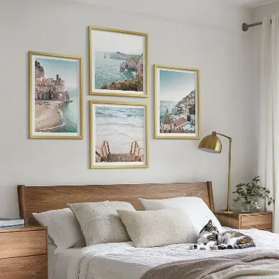 Zestaw obrazów dekoracyjnych letnie pastelowe widoki plażowe