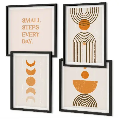 Zestaw 4 obrazów w ramie minimalistyczne wzory boho