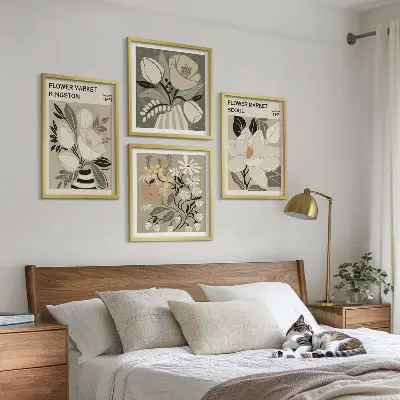 Zestaw obrazów dekoracyjnych motyw kwiatów Kingston Seulu w stylu retro
