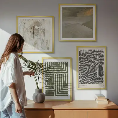 Poliptyk w ramie wzory kształtów w zieleni