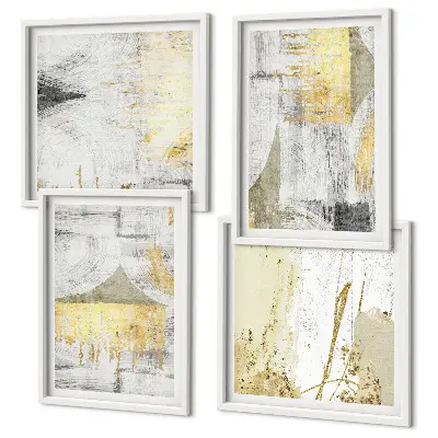 Zestaw 4 obrazów w ramie Abstrakcyjne minimalistyczne wzory