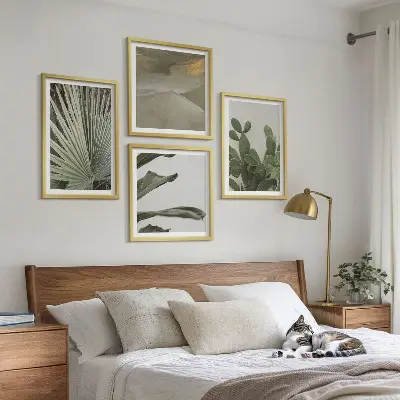 Liście tropikalnych roślin pastel poliptyk w ramie
