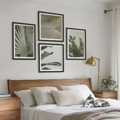 Liście tropikalnych roślin pastel poliptyk w ramie