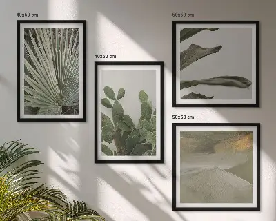 Liście tropikalnych roślin pastel poliptyk w ramie