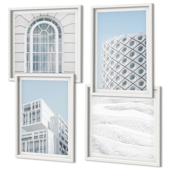 Zestaw 4 obrazów w ramie Nowoczesna architektura geometria