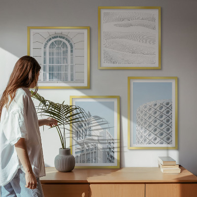 Zestaw 4 obrazów w ramie Nowoczesna architektura geometria