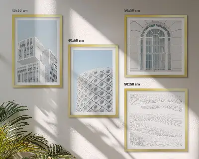 Zestaw 4 obrazów w ramie nowoczesna architektura z motywem geometrii
