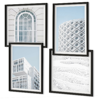 Zestaw 4 obrazów w ramie Nowoczesna architektura geometria