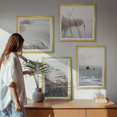 Zestaw obrazów dekoracyjnych Abstrakcyjne fale szarość pastel