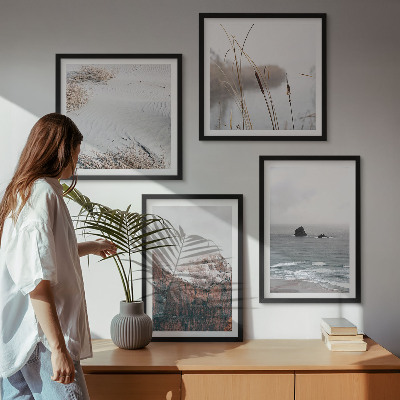 Zestaw obrazów dekoracyjnych Abstrakcyjne fale szarość pastel