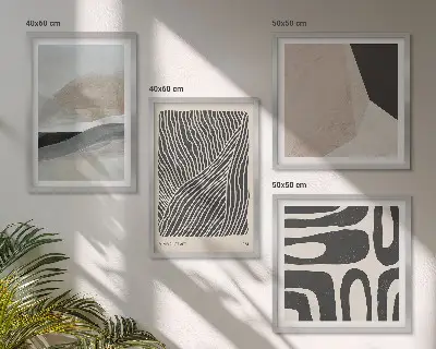 Zestaw obrazów dekoracyjnych z abstrakcyjnymi wzorami w stylu boho