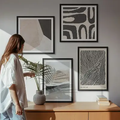 Zestaw obrazów dekoracyjnych z abstrakcyjnymi wzorami w stylu boho