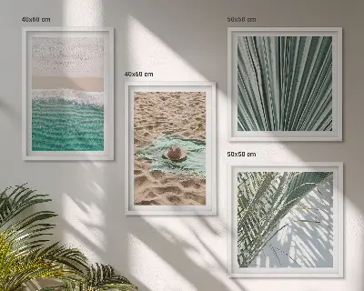 Wakacyjne widoki plaża morze poliptyk w ramie