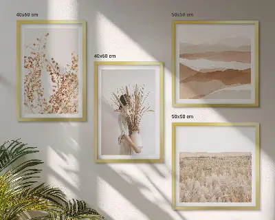 Poliptyk w ramie z roślinnymi motywami w stylu boho