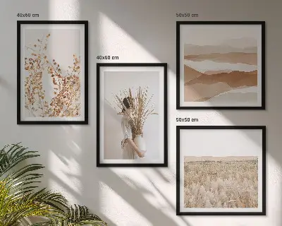 Poliptyk w ramie z roślinnymi motywami w stylu boho