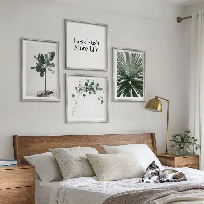 Zielone rośliny minimalizm zestaw 4 obrazów w ramie